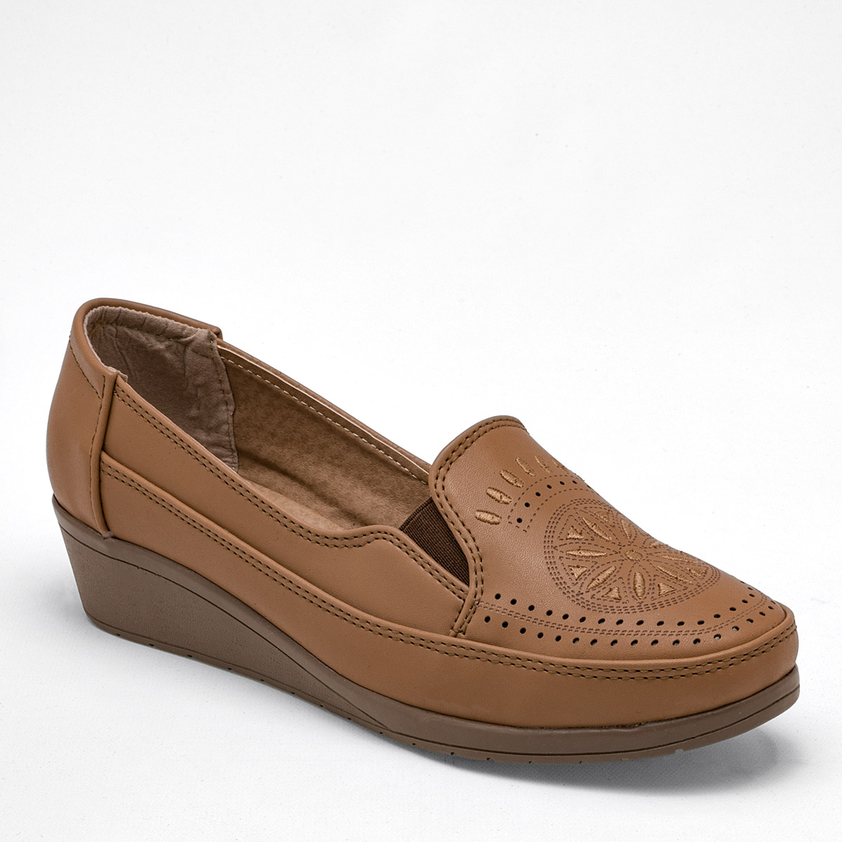 Rumores Zapato De Horma Cómoda Para Mujer Camel, Código 121743-e