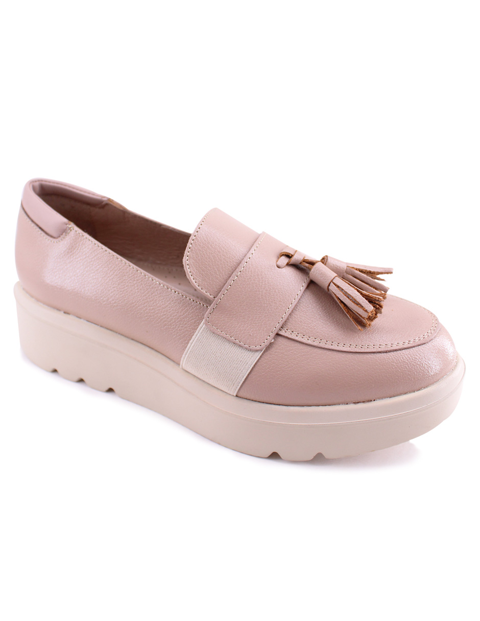 Mocasín Manet Casual De Piel Para Mujer Rosa Con Plataforma Cómoda