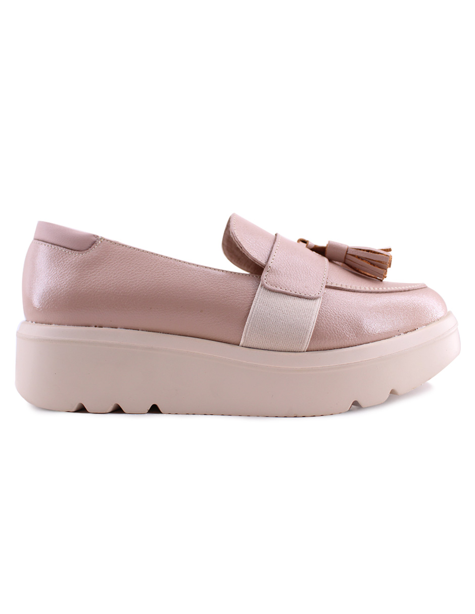 Foto 3 pulgar | Mocasín Manet Casual De Piel Para Mujer Rosa Con Plataforma Cómoda