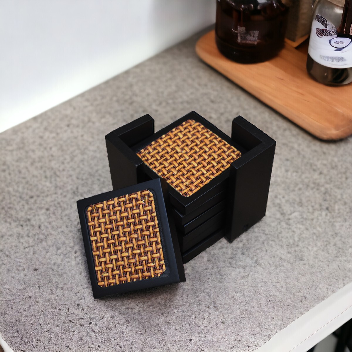 Foto 5 pulgar | Porta Vasos Natura 6 Piezas Con Base Chocolate
