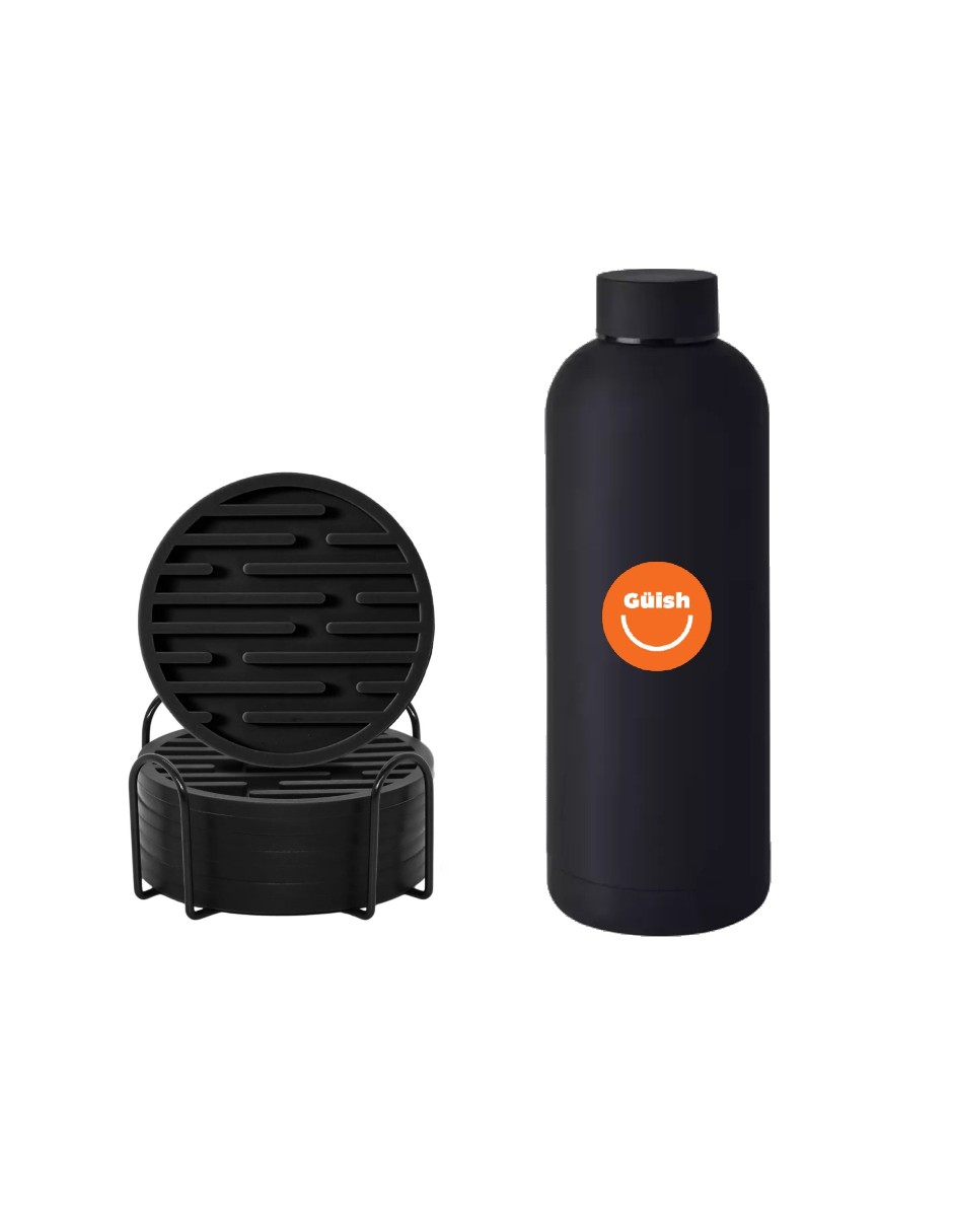 Portavasos Antideslizantes 8 Unidades Color Negro + Termo Güish Gratis