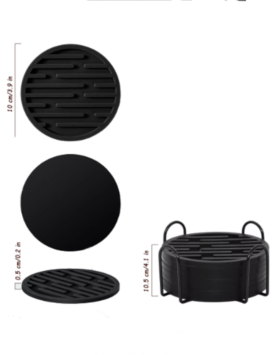 Foto 5 pulgar | Portavasos Antideslizantes 8 Unidades Color Negro + Termo Güish Gratis