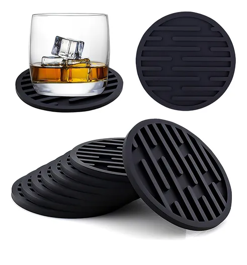 Foto 2 pulgar | 8 Xtellar Portavasos Para Mesa De Silicona Posavasos Negros Grandes