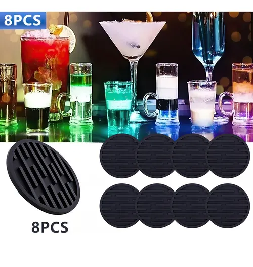 Foto 3 pulgar | 8 Xtellar Portavasos Para Mesa De Silicona Posavasos Negros Grandes
