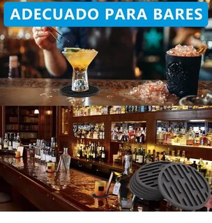 Foto 4 | 8 Xtellar Portavasos Para Mesa De Silicona Posavasos Negros Grandes
