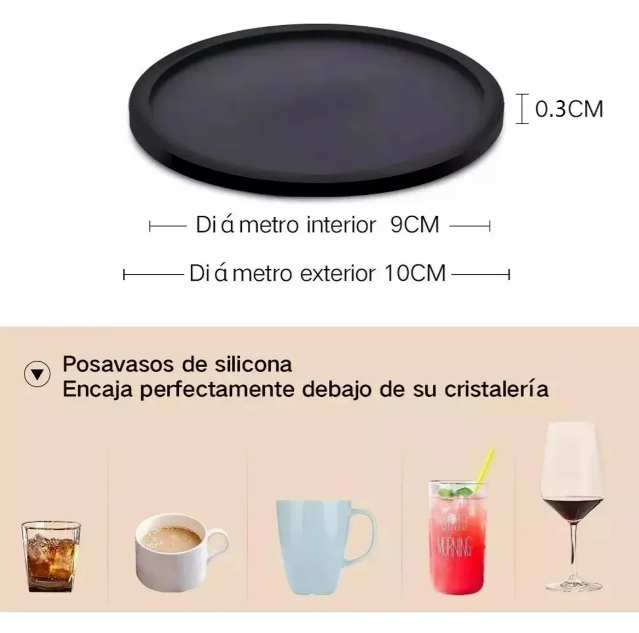 Foto 5 pulgar | Set De 10 Elegantes Posavasos Antideslizantes De Silicona Xtellar Profesional Para Hogar Y Eventos
