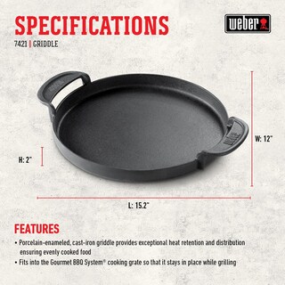 Foto 5 | Sistema de Barbacoa Gourmet Griddle Weber Schwarz 22-1/2 Pulgadas - Venta Internacional