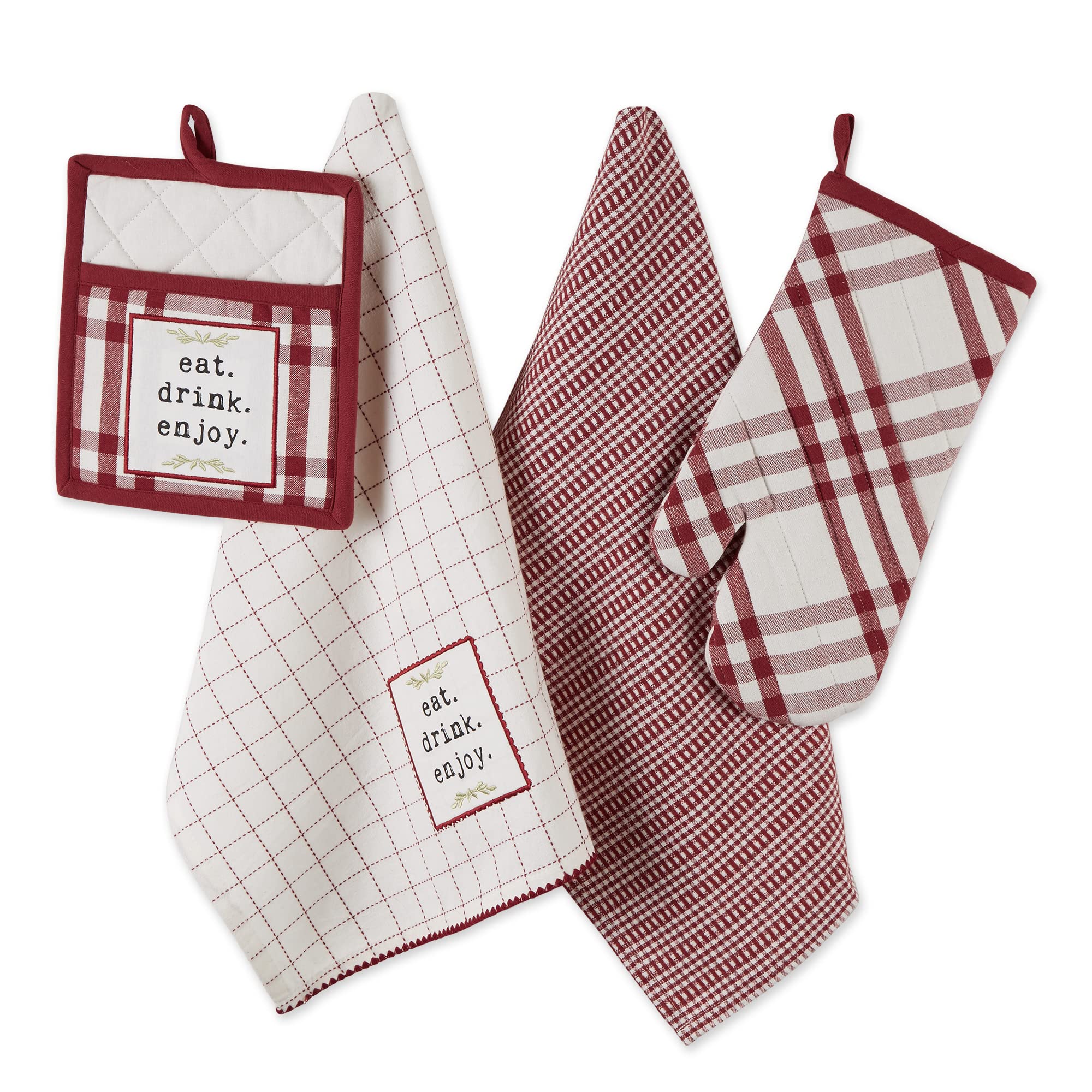Foto 1 | Guantes de Cocina Dii Home Sweet Farmhouse 4 Piezas Rojas - Venta Internacional