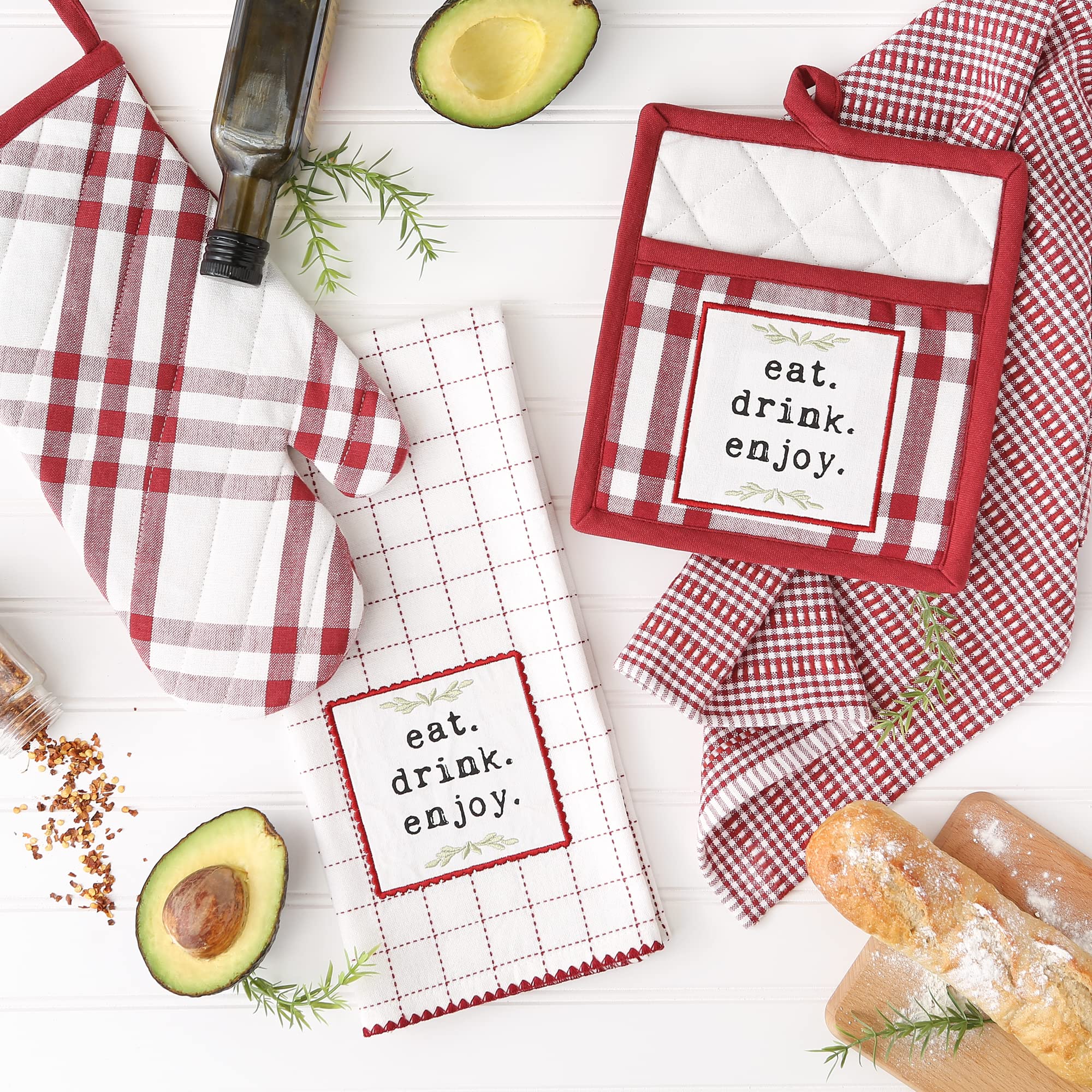 Foto 4 pulgar | Guantes de Cocina Dii Home Sweet Farmhouse 4 Piezas Rojas - Venta Internacional