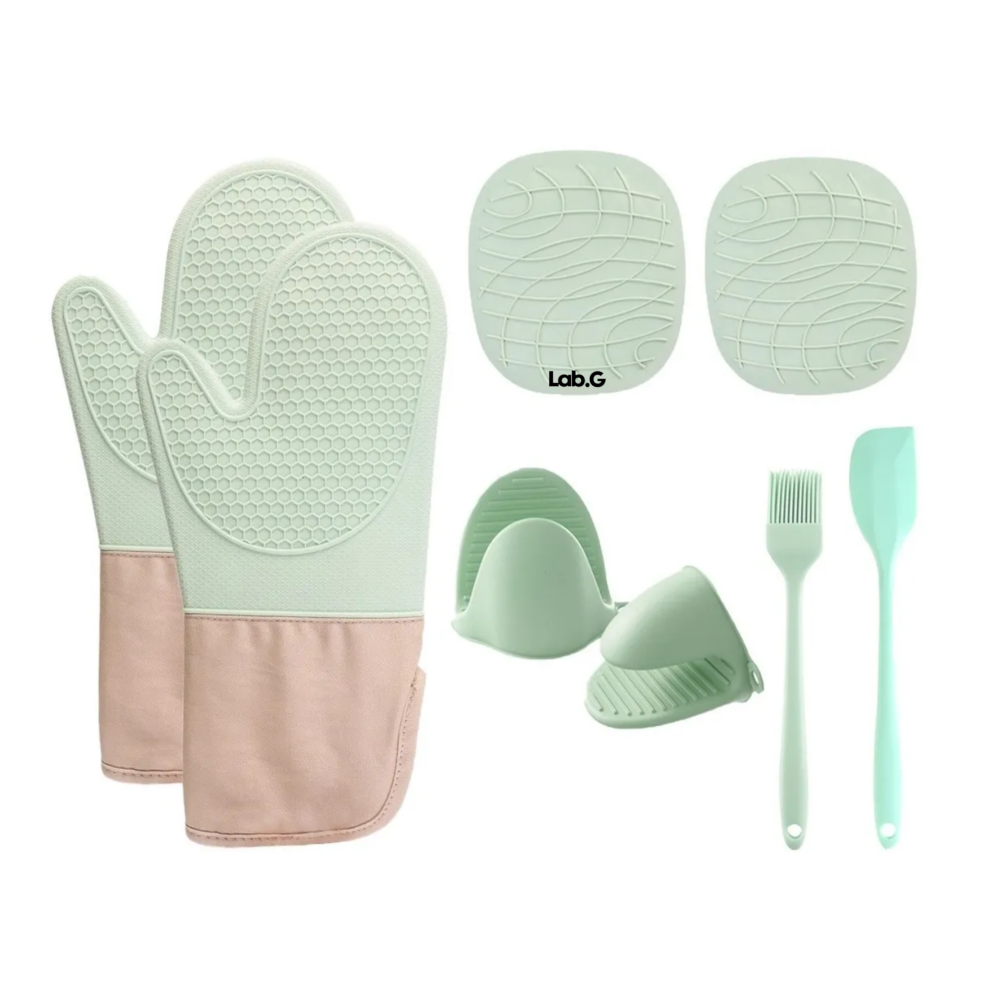 Guantes de Horno Silicona Lab.g  Verde 8 Piezas