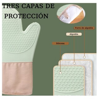 Foto 4 | Guantes de Horno Silicona Lab.g Verde 8 Piezas