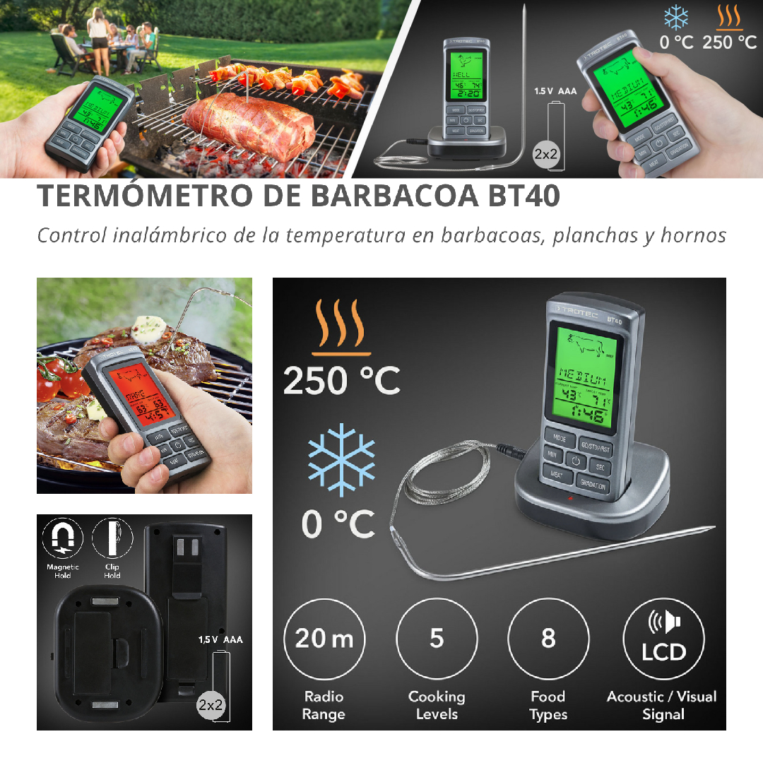 Foto 8 pulgar | Termómetro Trotec Bt40 para 8 Tipos de Carne con Control Inalámbrico