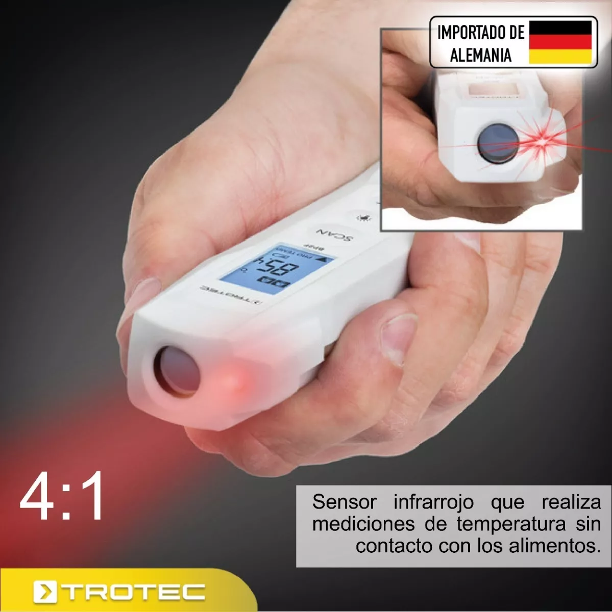 Foto 9 pulgar | Termómetro Infrarrojo para Alimentos Trotec con Lámpara Led 280 °c