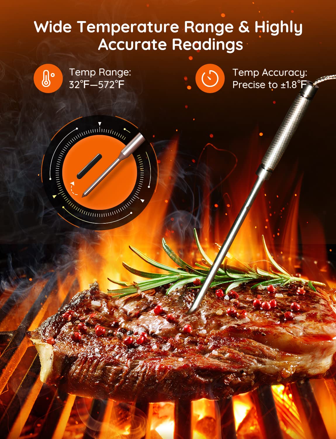 Foto 7 pulgar | Termómetro Para Carne Govee Wifi Con 4 Sondas Bluetooth Recargable - Venta Internacional.