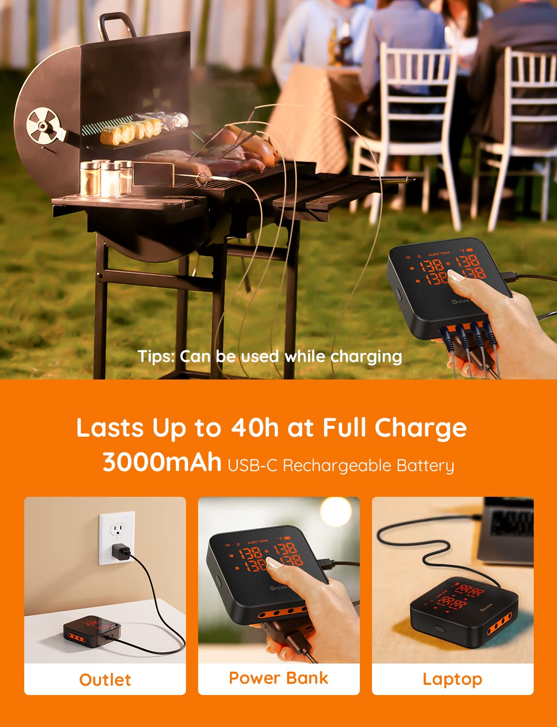 Foto 7 | Termómetro Para Carne Govee Wifi Con 4 Sondas Bluetooth Recargable - Venta Internacional.