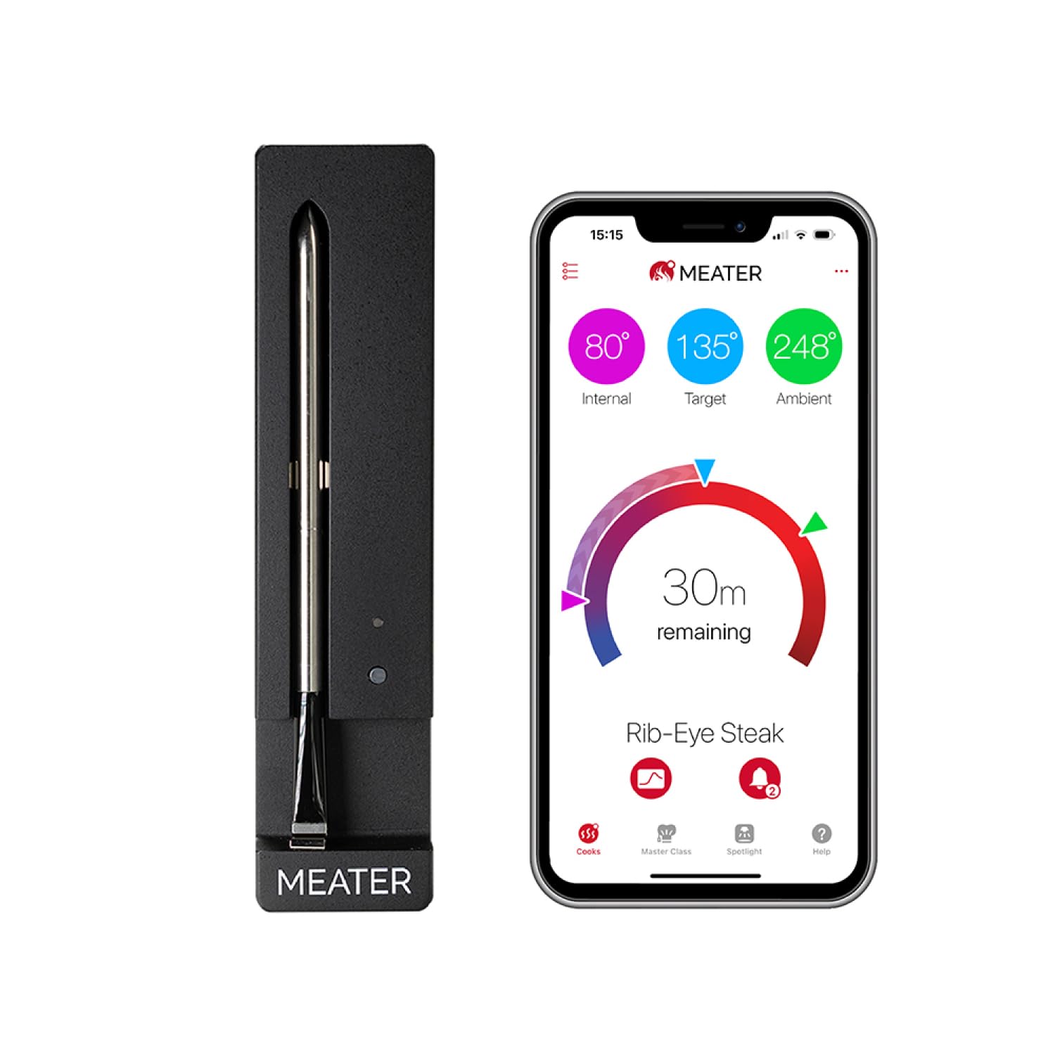Termómetro Bluetooth Para Carne Meater Se Con Cargador Negro - Venta Internacional.