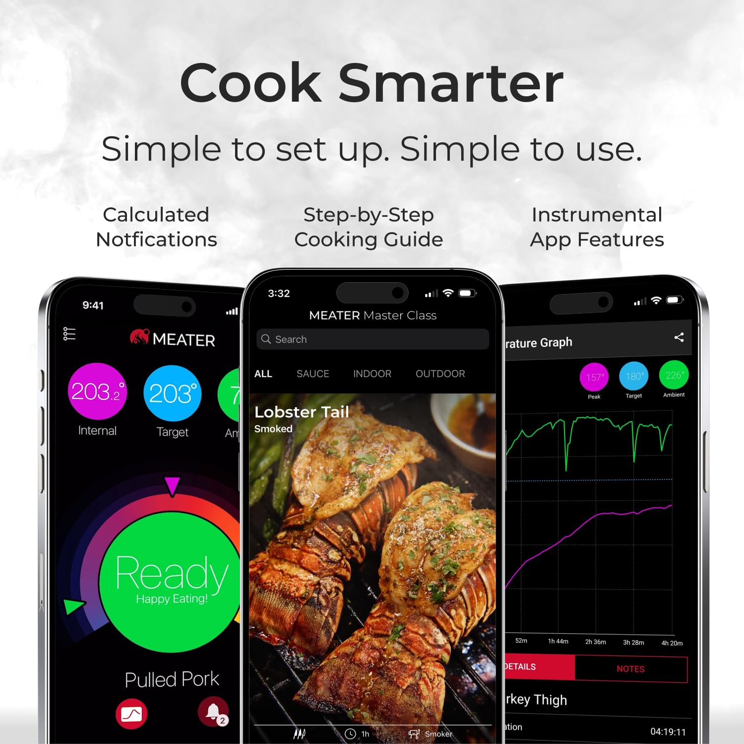Foto 3 pulgar | Termómetro Bluetooth Para Carne Meater Se Con Cargador Negro - Venta Internacional.