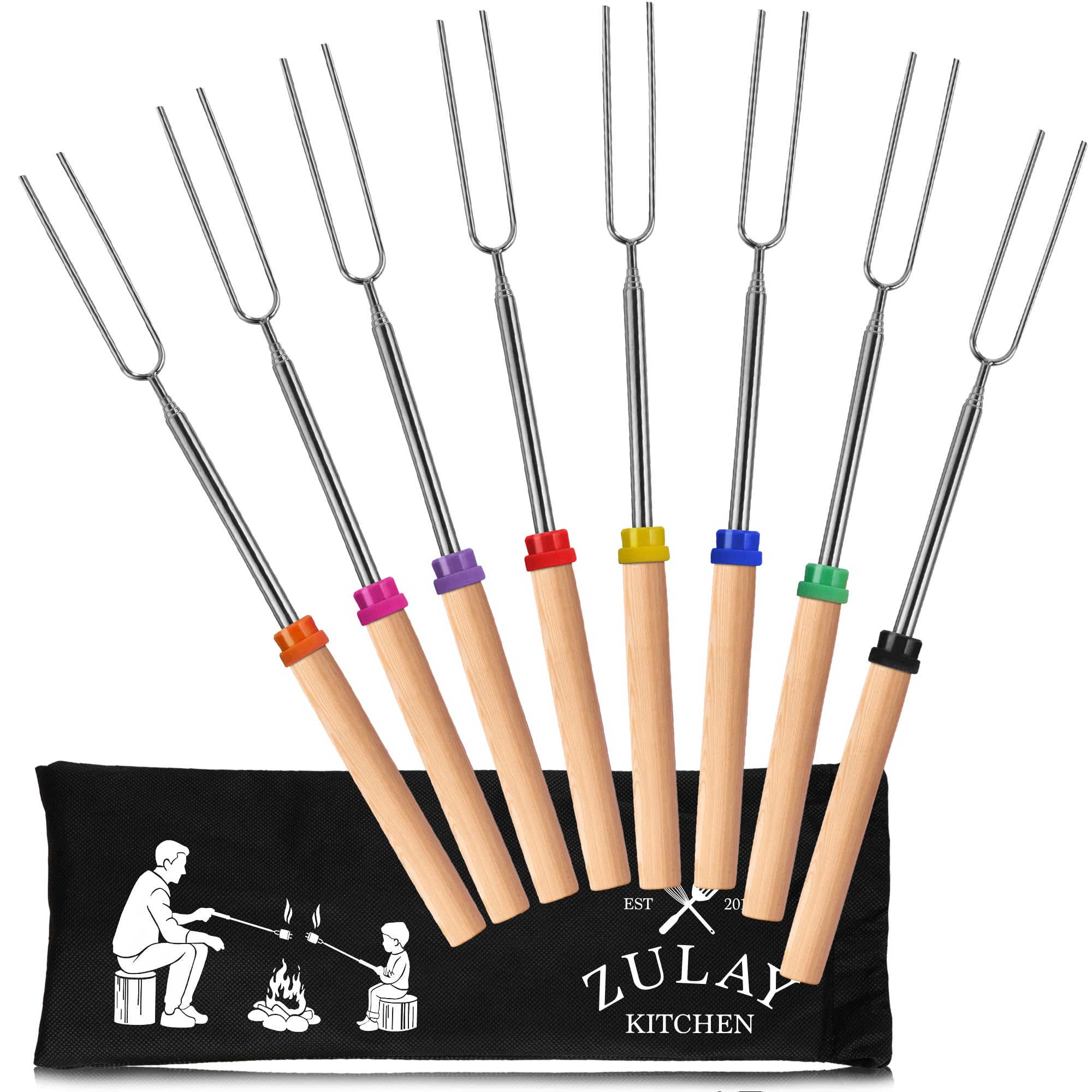 Palitos Para Asar Malvaviscos Zulay Resistentes Extra Largos 32 Cm Paquete De 8 - Venta Internacional