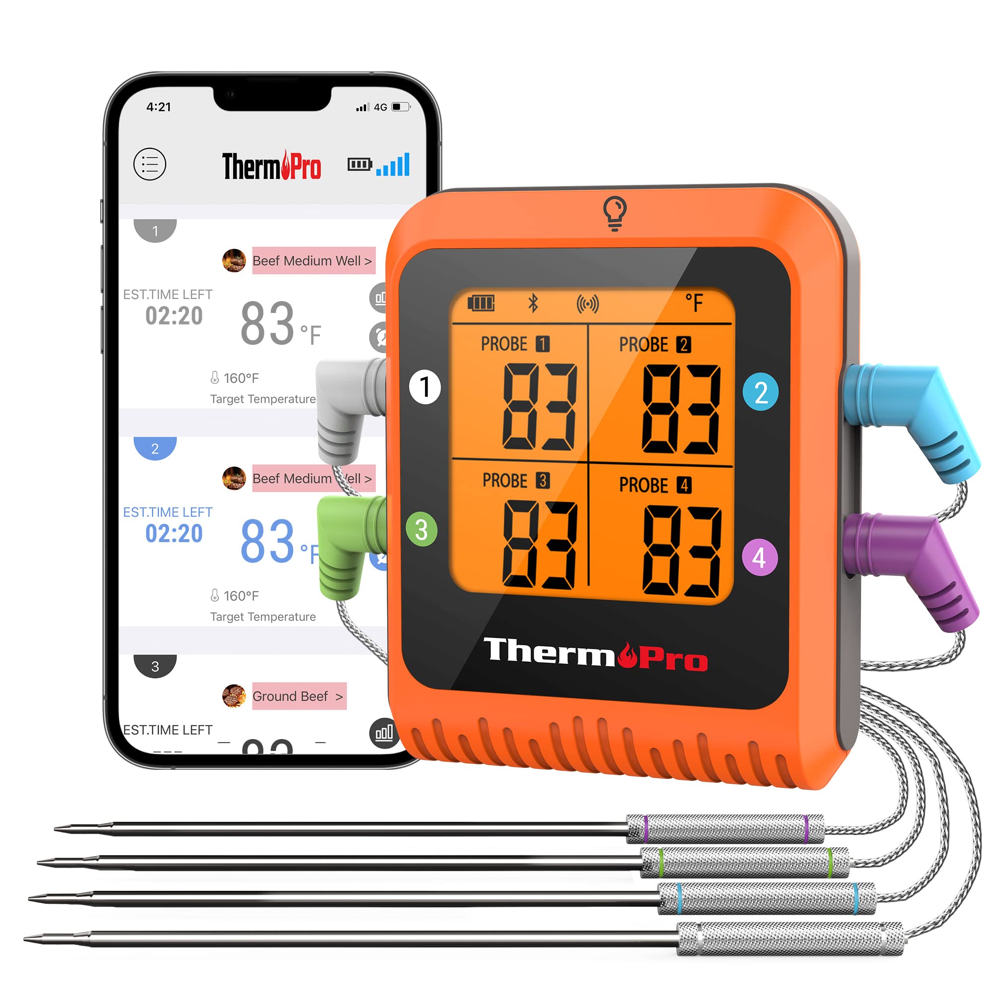 Foto 2 pulgar | Termómetro Inalámbrico Para Carne Thermopro Tp930 Bluetooth 650m - Venta Internacional.