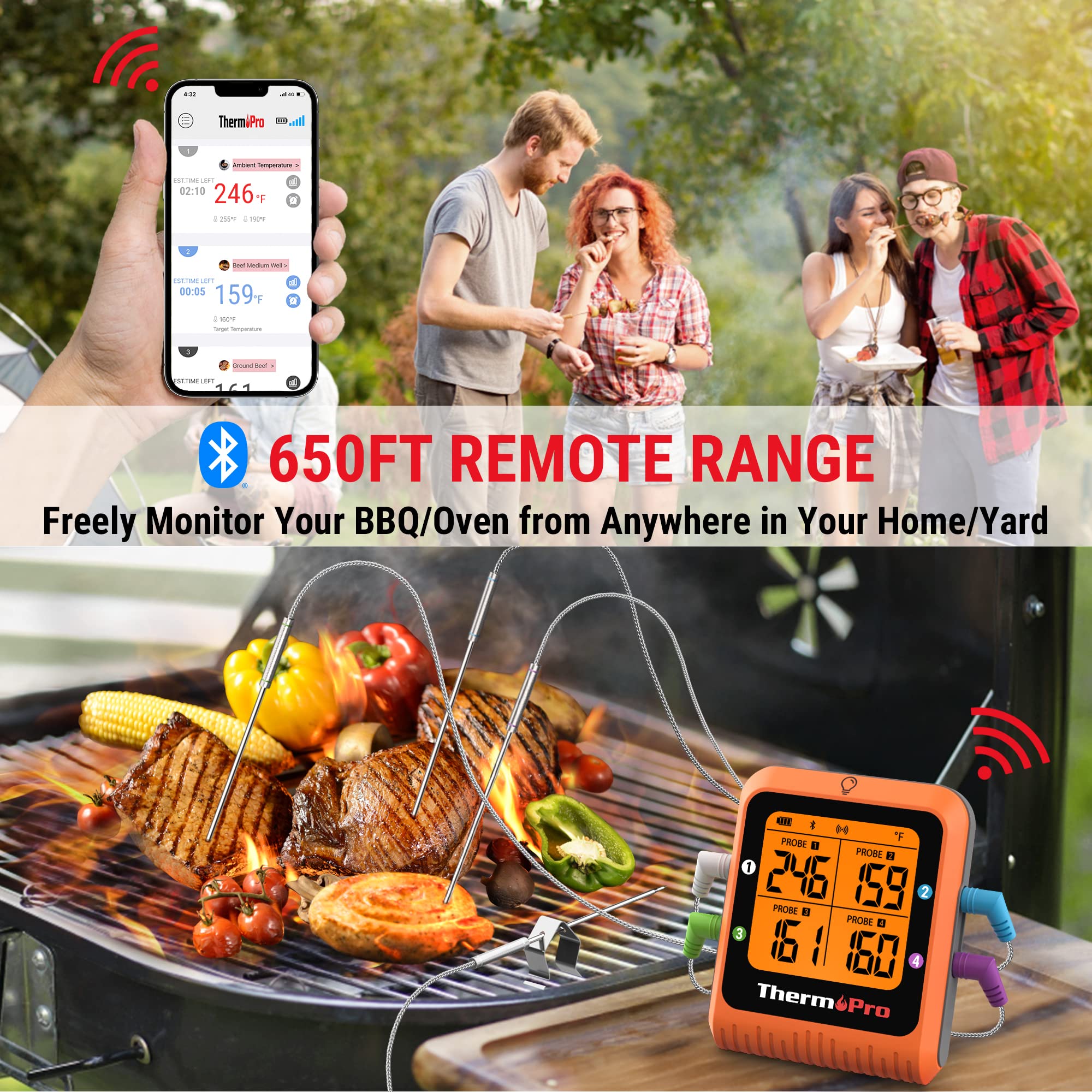 Foto 3 pulgar | Termómetro Inalámbrico Para Carne Thermopro Tp930 Bluetooth 650m - Venta Internacional.