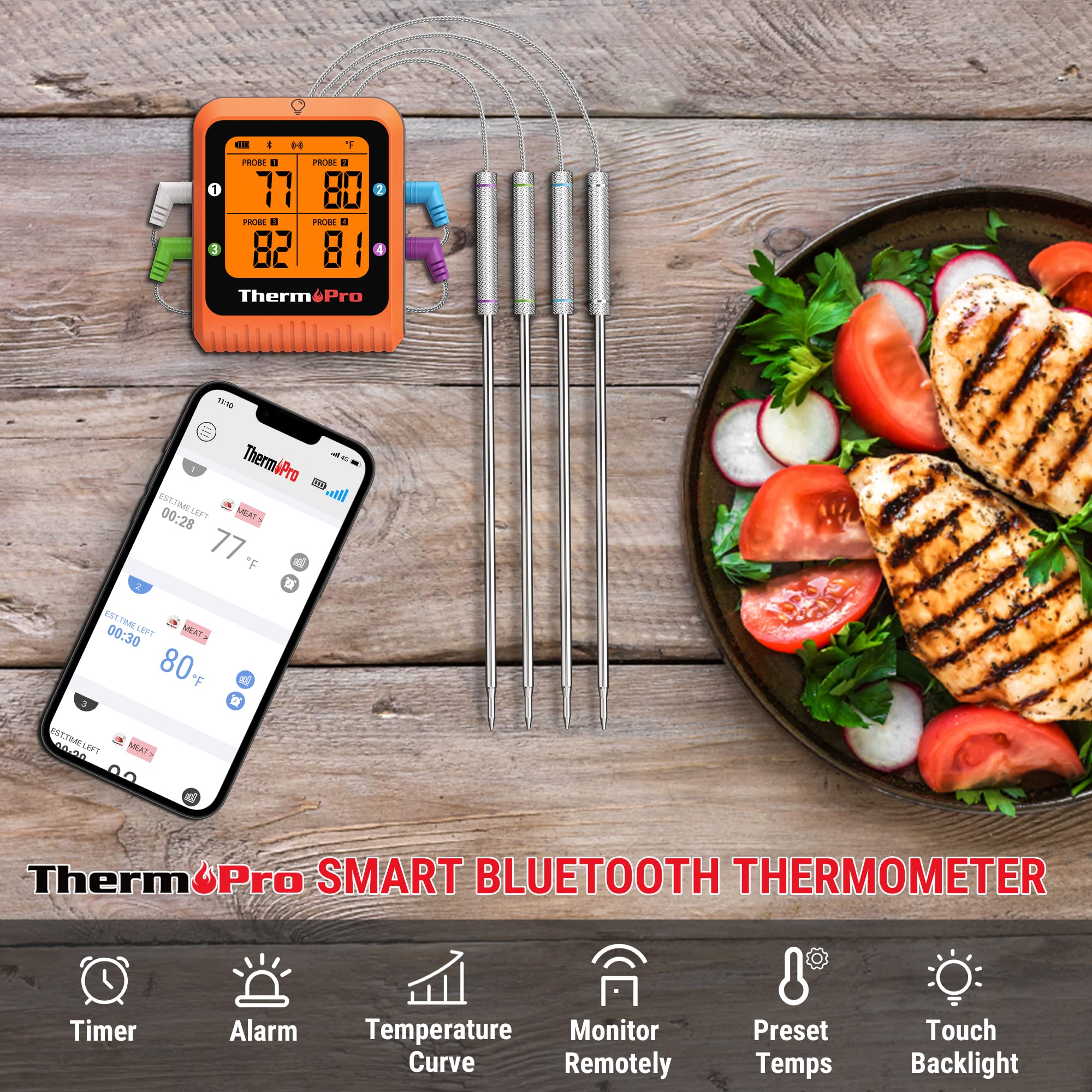 Foto 5 pulgar | Termómetro Inalámbrico Para Carne Thermopro Tp930 Bluetooth 650m - Venta Internacional.