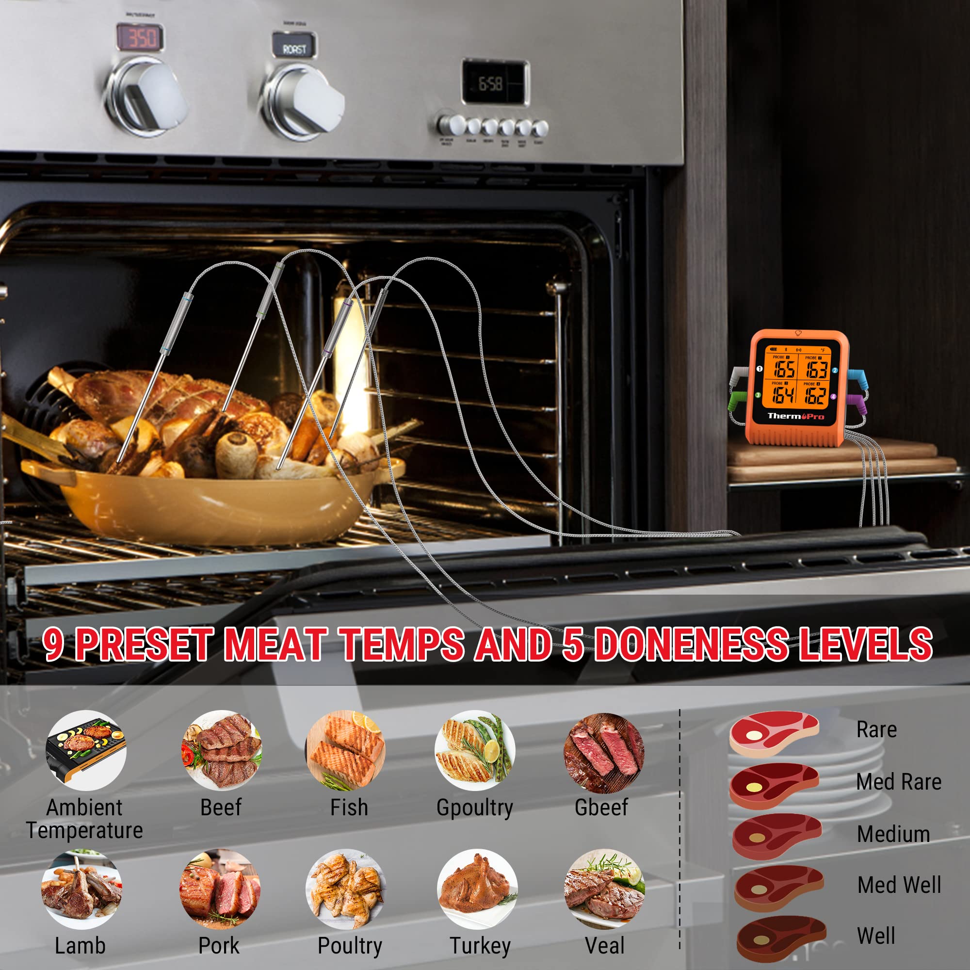 Foto 7 pulgar | Termómetro Inalámbrico Para Carne Thermopro Tp930 Bluetooth 650m - Venta Internacional.
