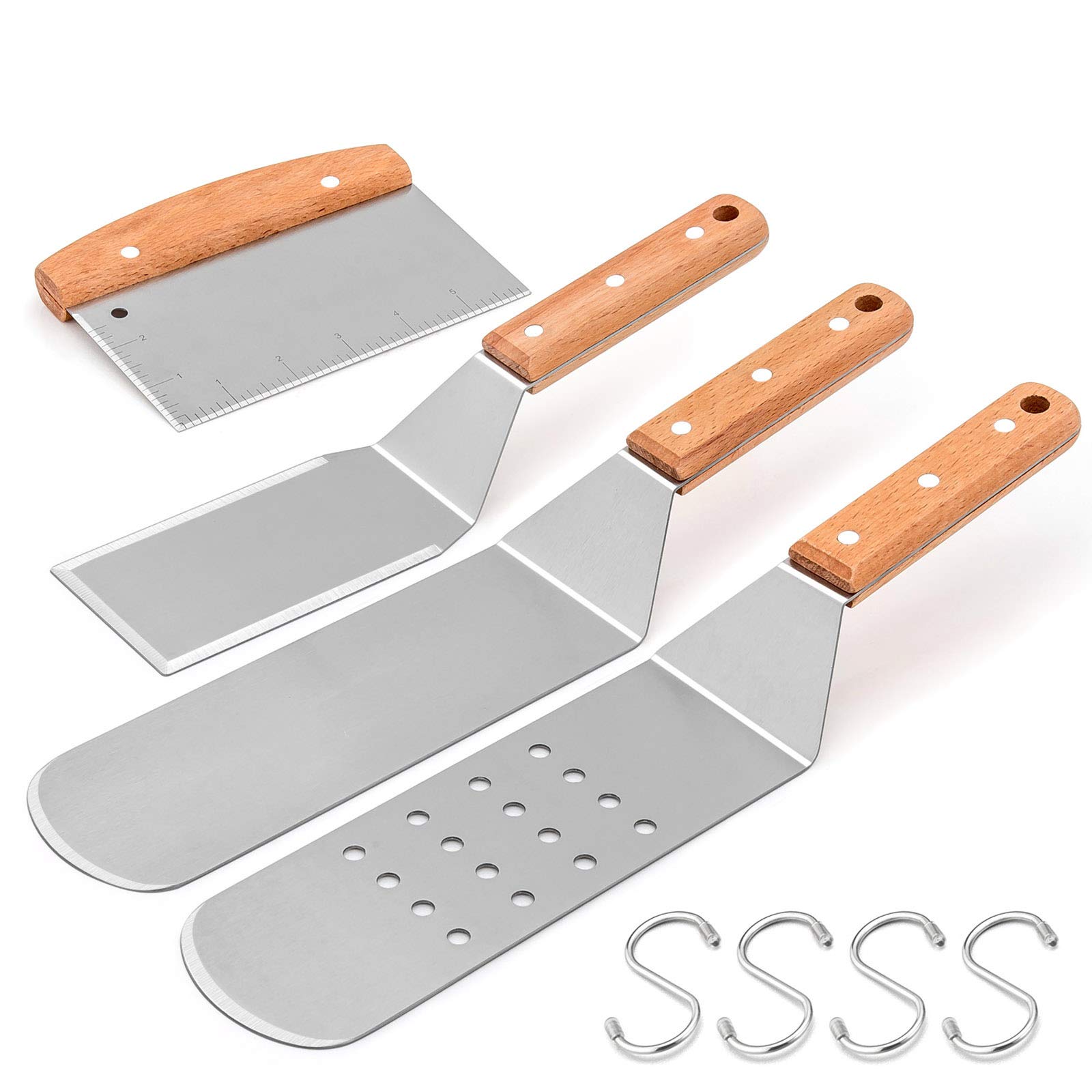 Foto 2 pulgar | Juego De Espátulas Para Plancha Hasteel, Metal Y Acero Inoxidable, 4 Piezas - Venta Internacional.