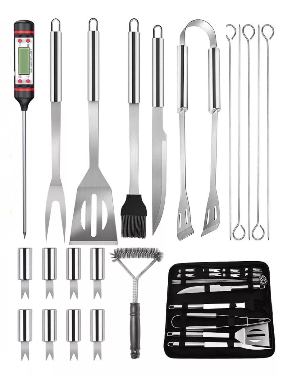 Foto 3 pulgar | Utensilios Para Asador Acero Inoxidable 21pzas + Termo De Agua Güish