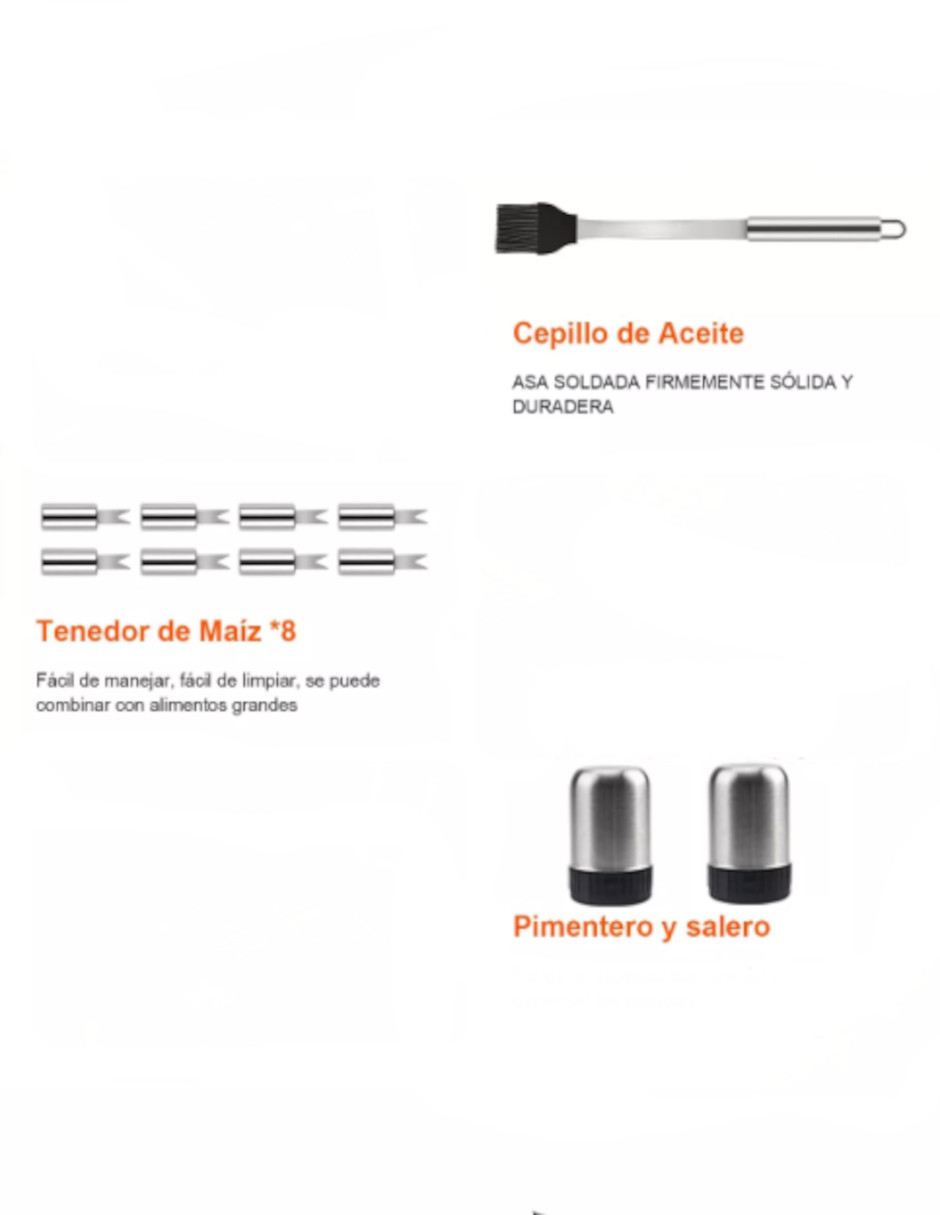 Foto 4 pulgar | Utensilios Para Asador Acero Inoxidable 21pzas + Termo De Agua Güish