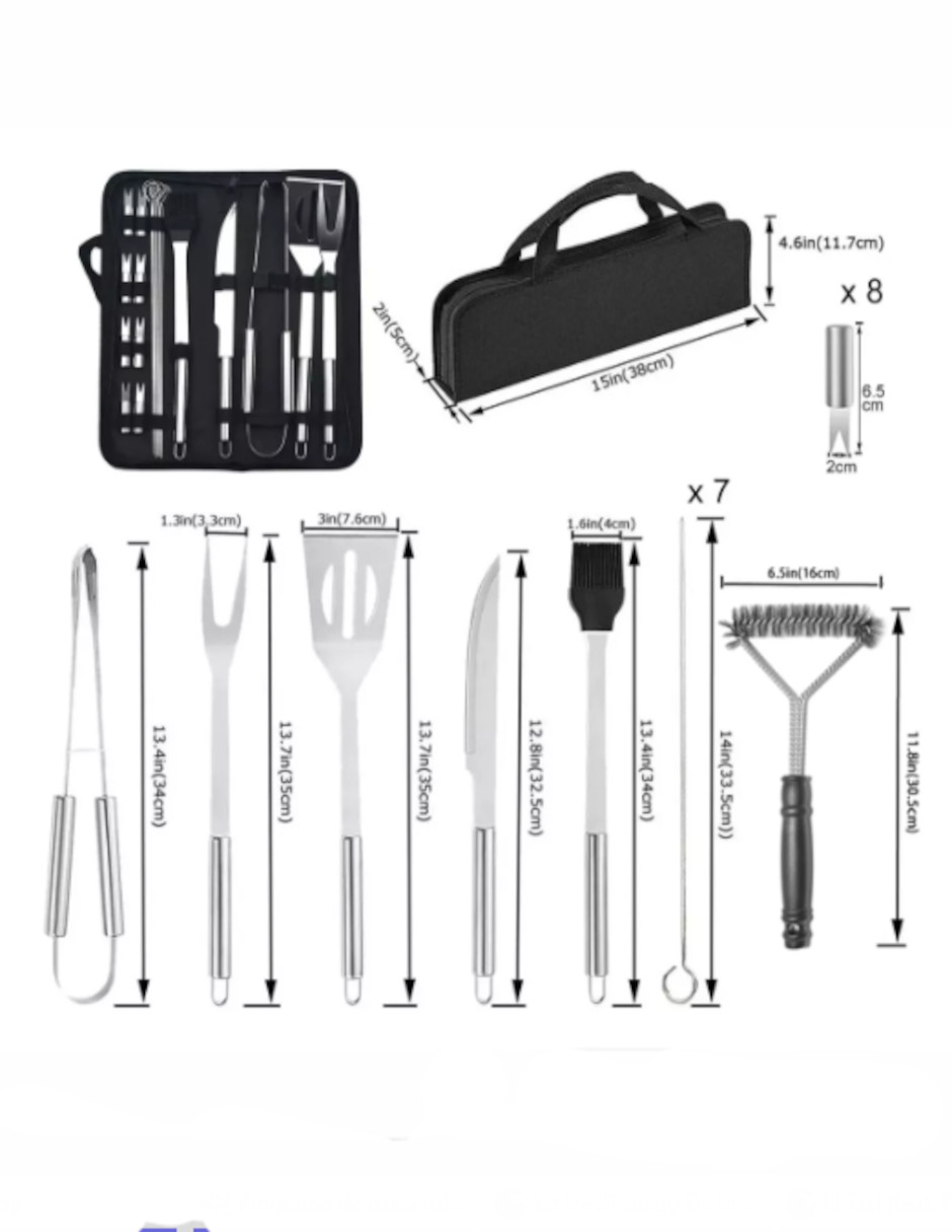 Foto 5 pulgar | Utensilios Para Asador Acero Inoxidable 21pzas + Termo De Agua Güish