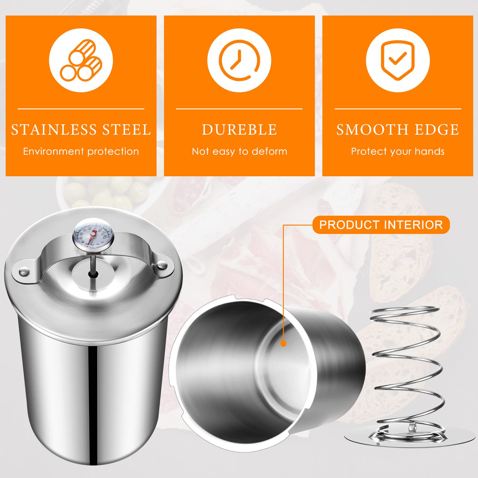 Foto 4 pulgar | Máquina Para Prensar Carne Skylety De Acero Inoxidable Con Termómetro - Venta Internacional.