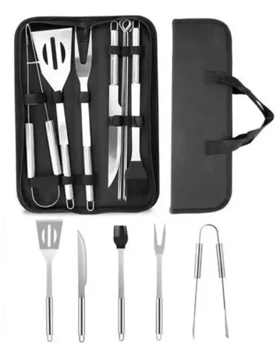 Foto 4 pulgar | Set Estuche Kit Accesorios Y Utensilios Para Bbq Carne Asada+regalo Termo De Agua Güish