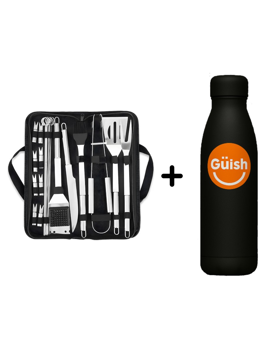 Foto 2 pulgar | Juego De Barbacoa Utensilios De Parrilla Inoxidable De 21pcs+regalo Termo De Agua Güish