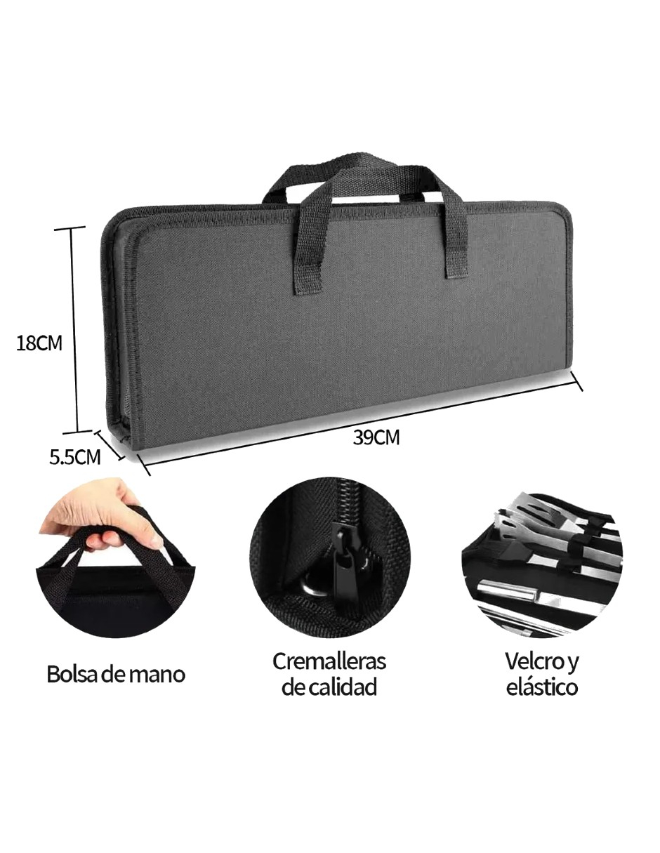 Foto 3 pulgar | Juego De Barbacoa Utensilios De Parrilla Inoxidable De 21pcs+regalo Termo De Agua Güish