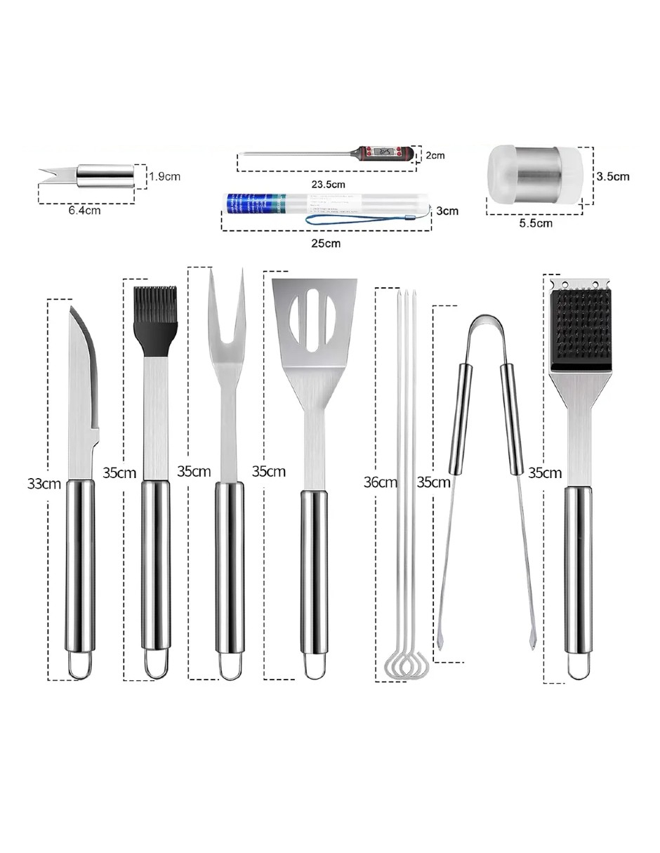 Foto 3 | Juego De Barbacoa Utensilios De Parrilla Inoxidable De 21pcs+regalo Termo De Agua Güish
