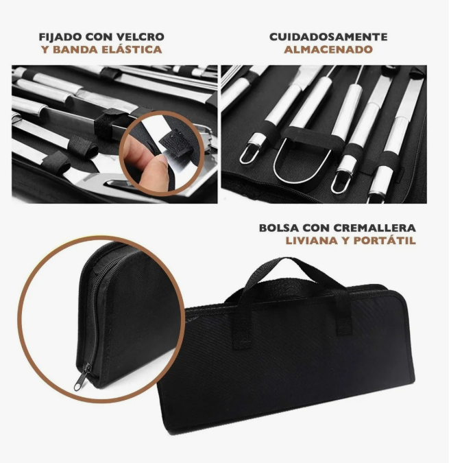Foto 3 | Juego Utensilios De Cocina Para Barbacoa Parrilla Acero Inox