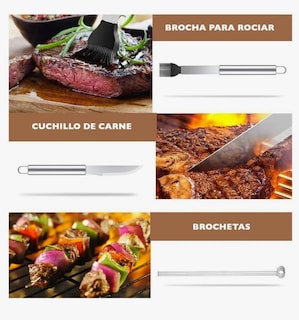 Foto 5 | Juego Utensilios De Cocina Para Barbacoa Parrilla Acero Inox