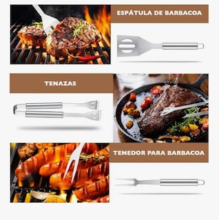Foto 6 | Juego Utensilios De Cocina Para Barbacoa Parrilla Acero Inox