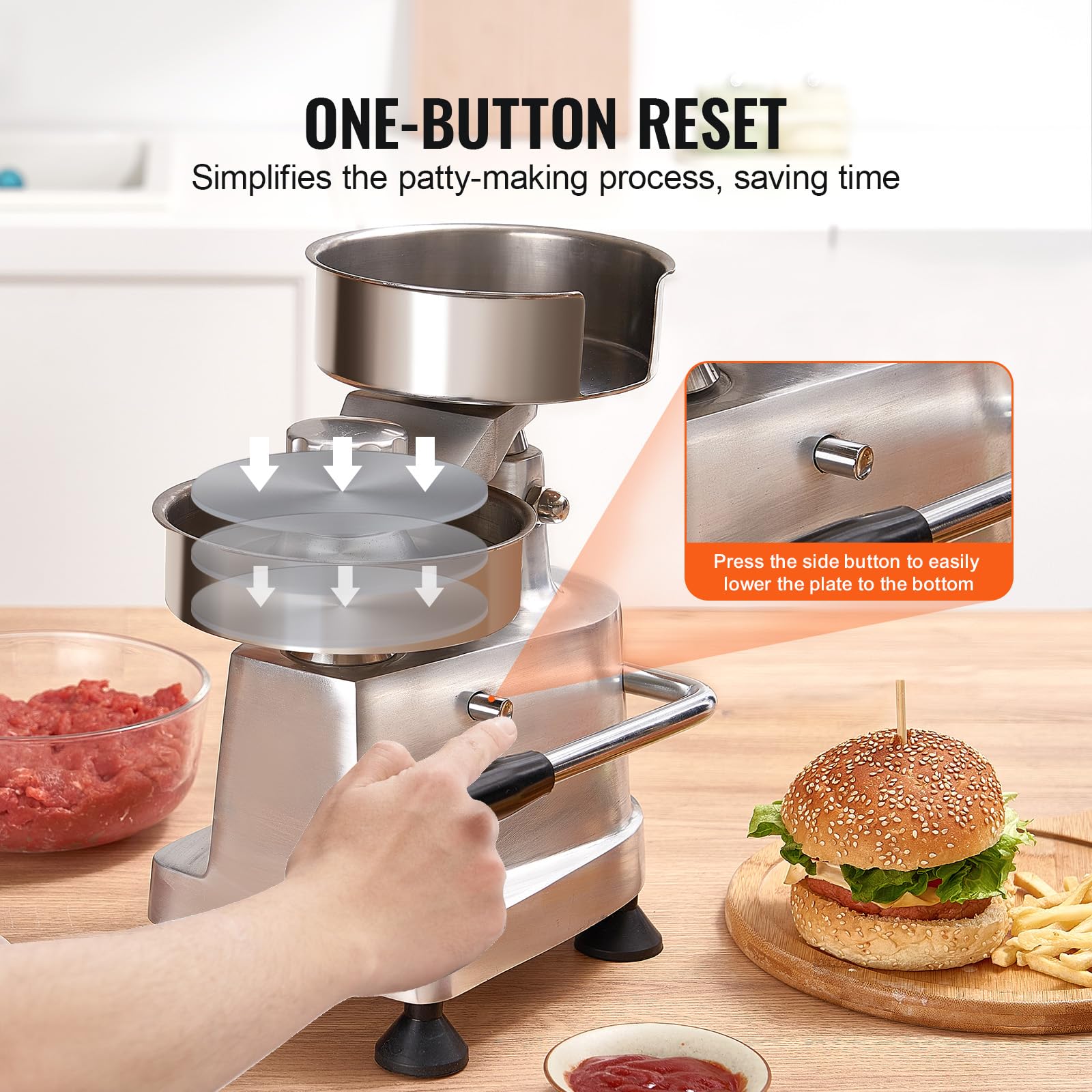 Foto 6 pulgar | Hamburguesa Comercial Con 3 Moldes Para Hacer Hamburguesas Vevor - Venta Internacional.