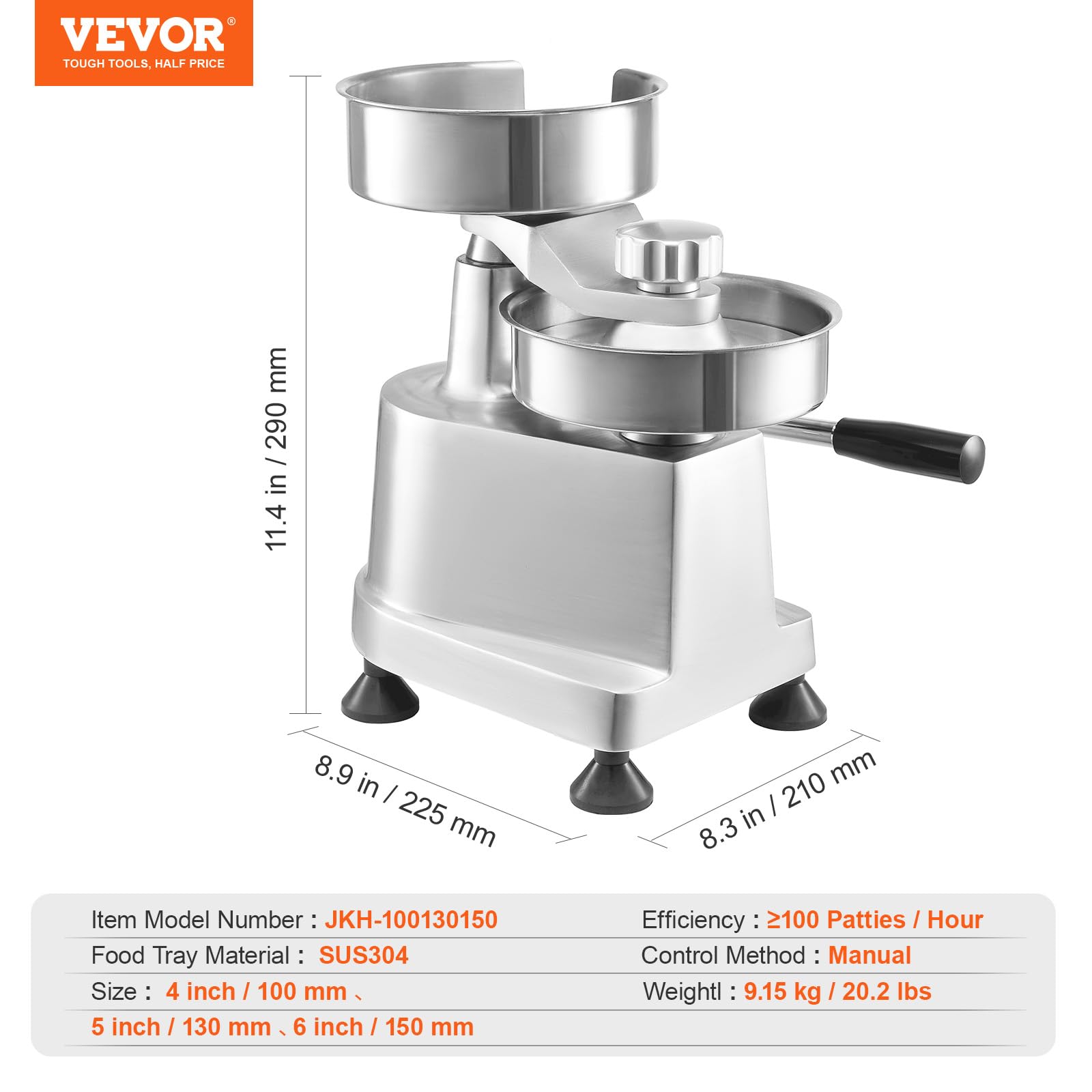 Foto 8 pulgar | Hamburguesa Comercial Con 3 Moldes Para Hacer Hamburguesas Vevor - Venta Internacional.