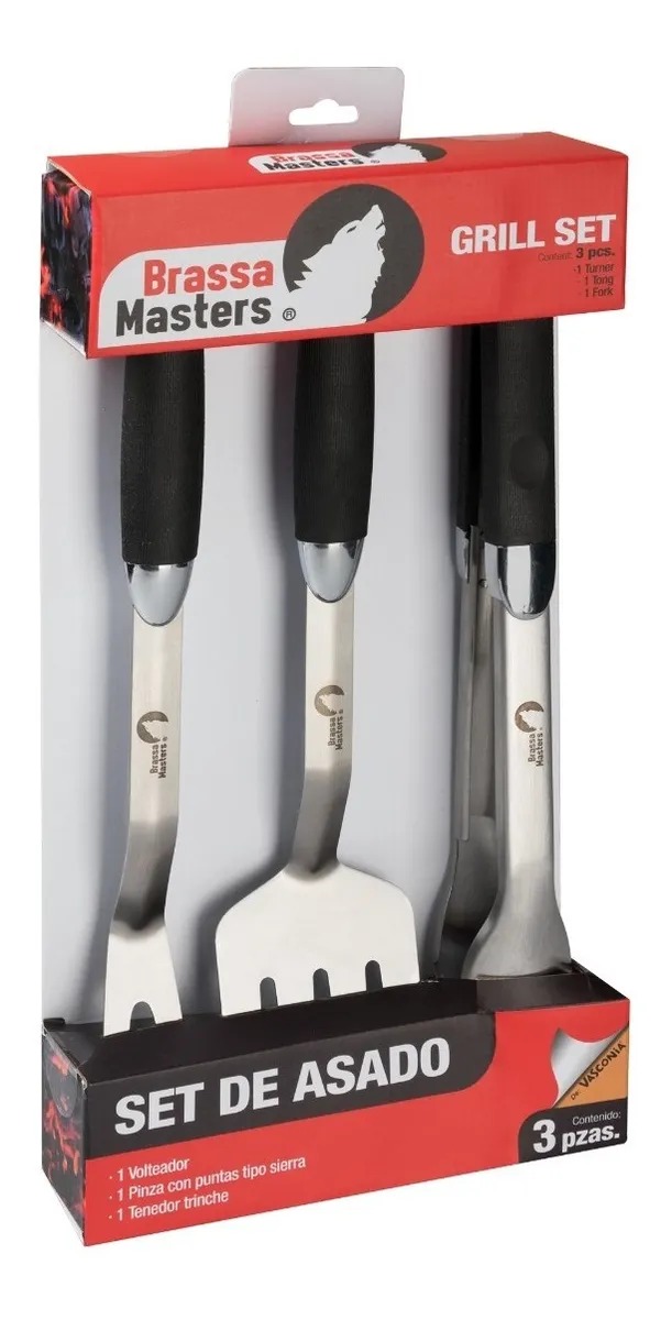 Foto 4 pulgar | Set De Asado 3 Pzas Mango Soft Touch Marca Brassa Masters