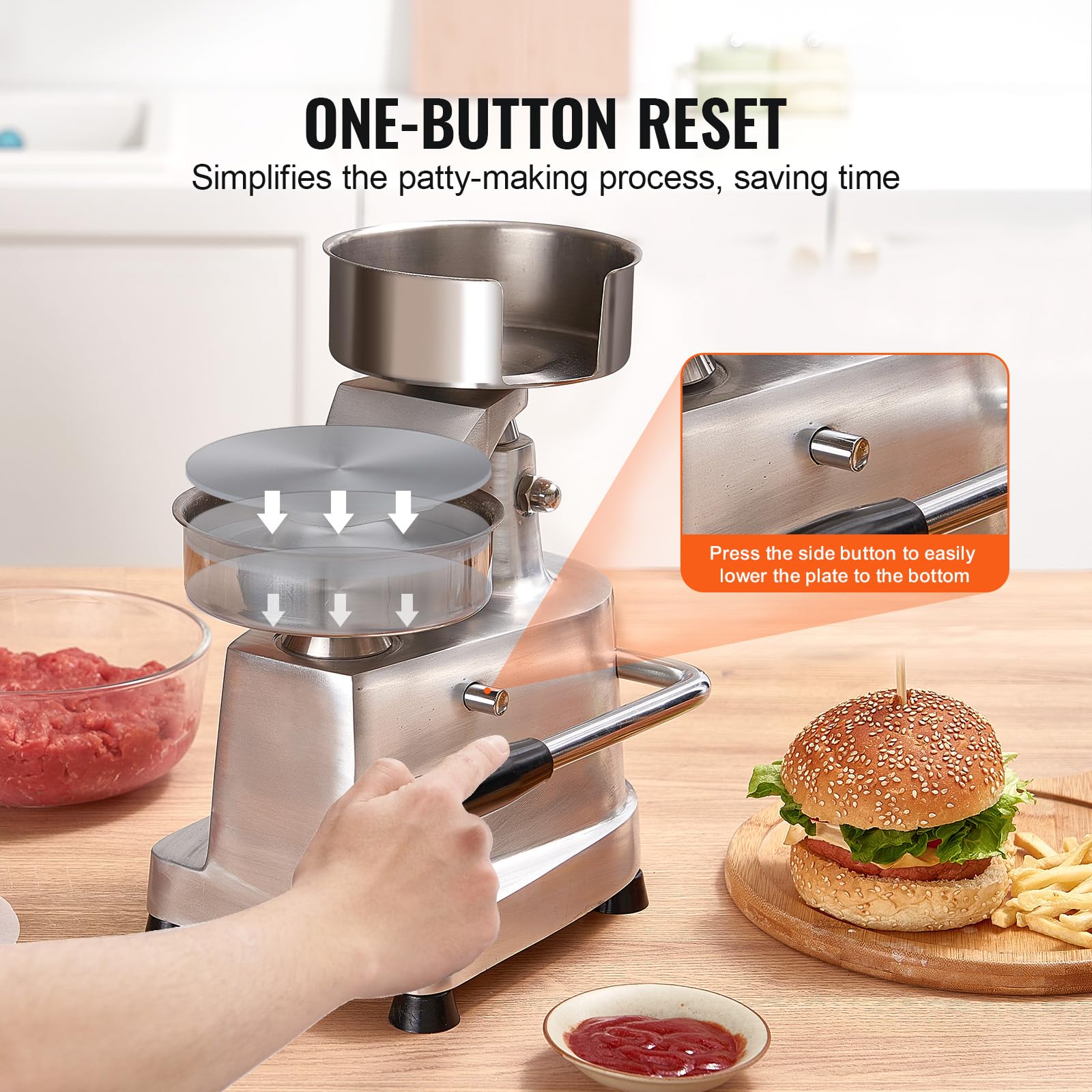 Foto 6 pulgar | Máquina Para Hacer Hamburguesas Vevor Commercial Para Hamburguesas De Ternera, 130 Mm - Venta Internacional.
