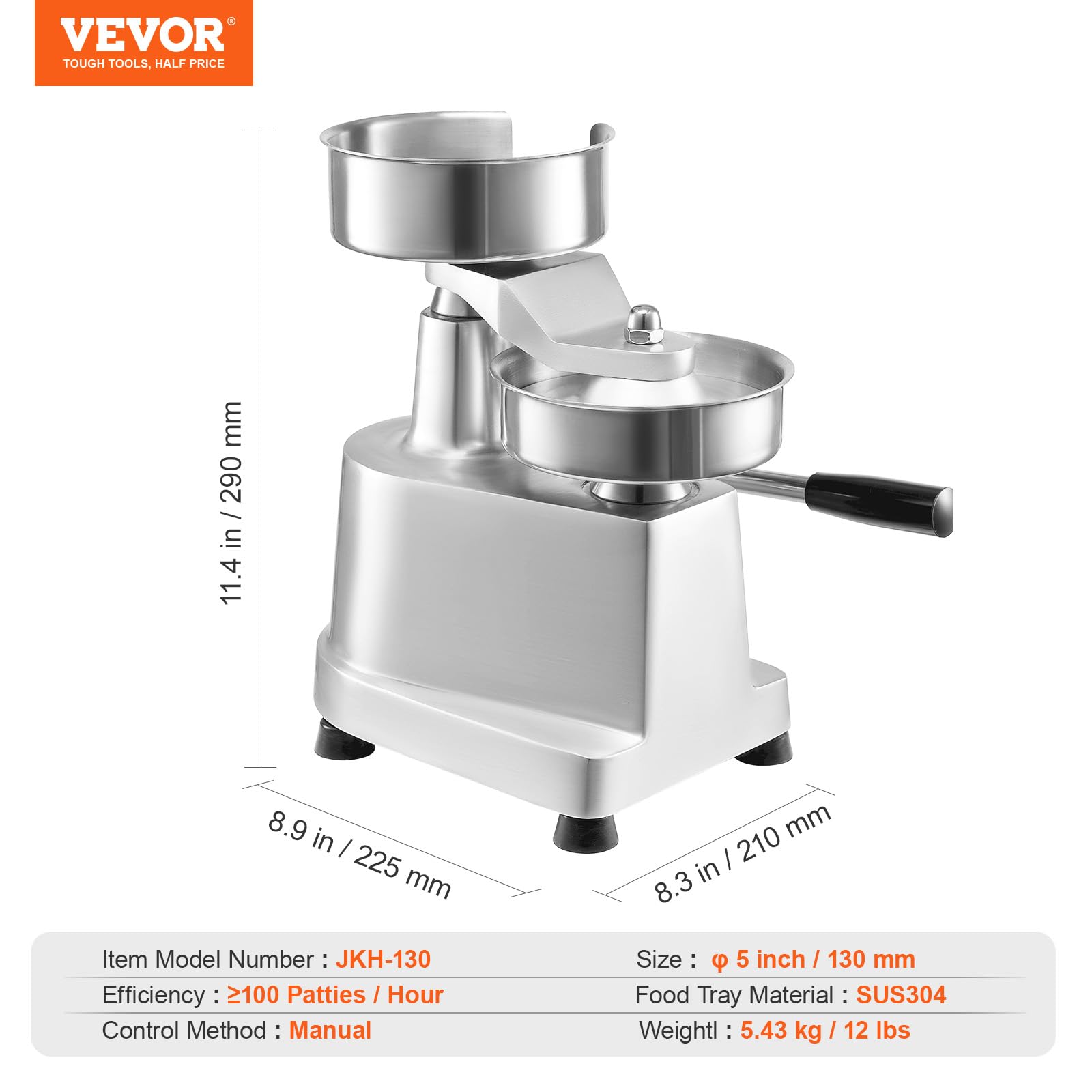Foto 8 pulgar | Máquina Para Hacer Hamburguesas Vevor Commercial Para Hamburguesas De Ternera, 130 Mm - Venta Internacional.