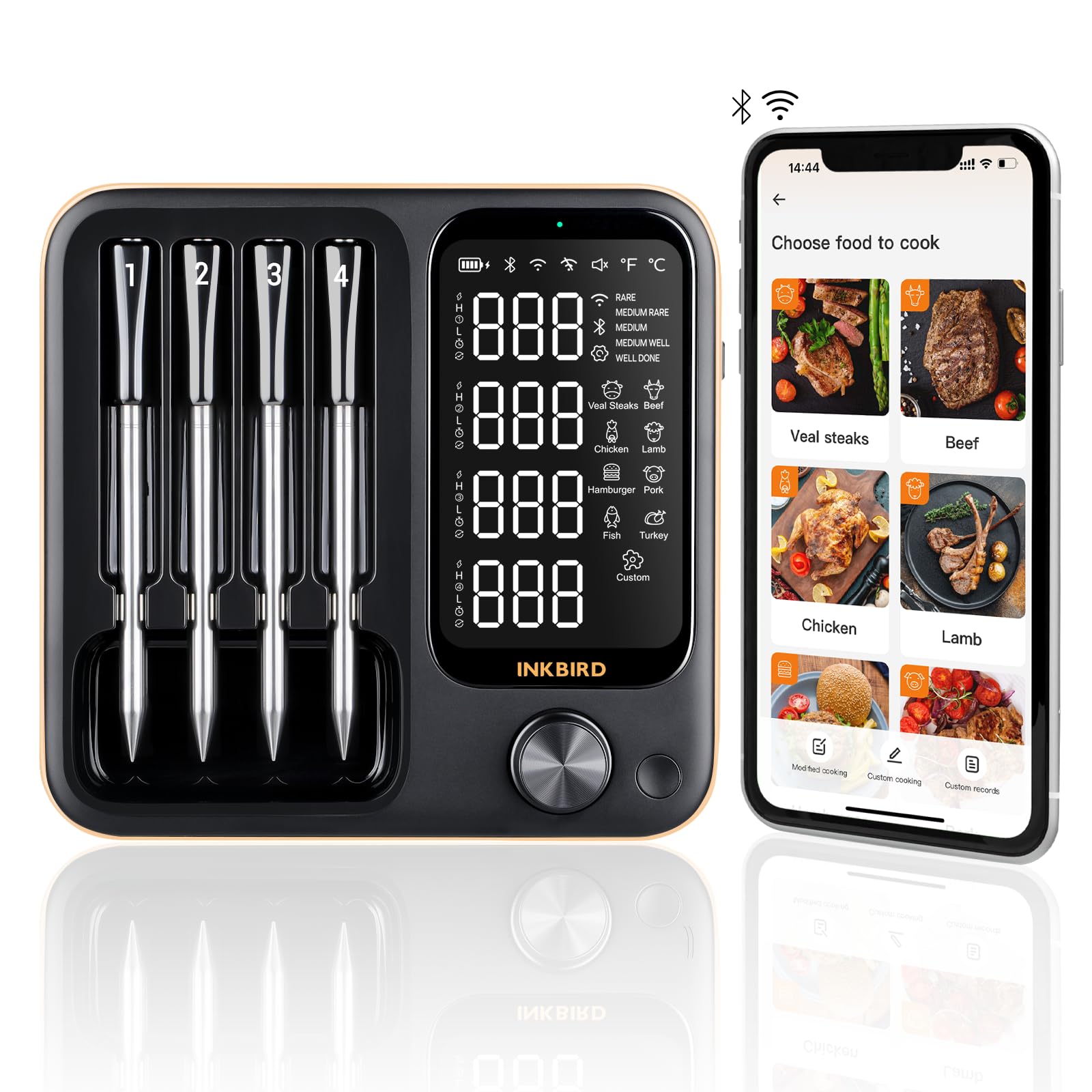 Termómetro Inalámbrico Para Carne Inkbird Wifi Bluetooth Con 4 Sondas - Venta Internacional.