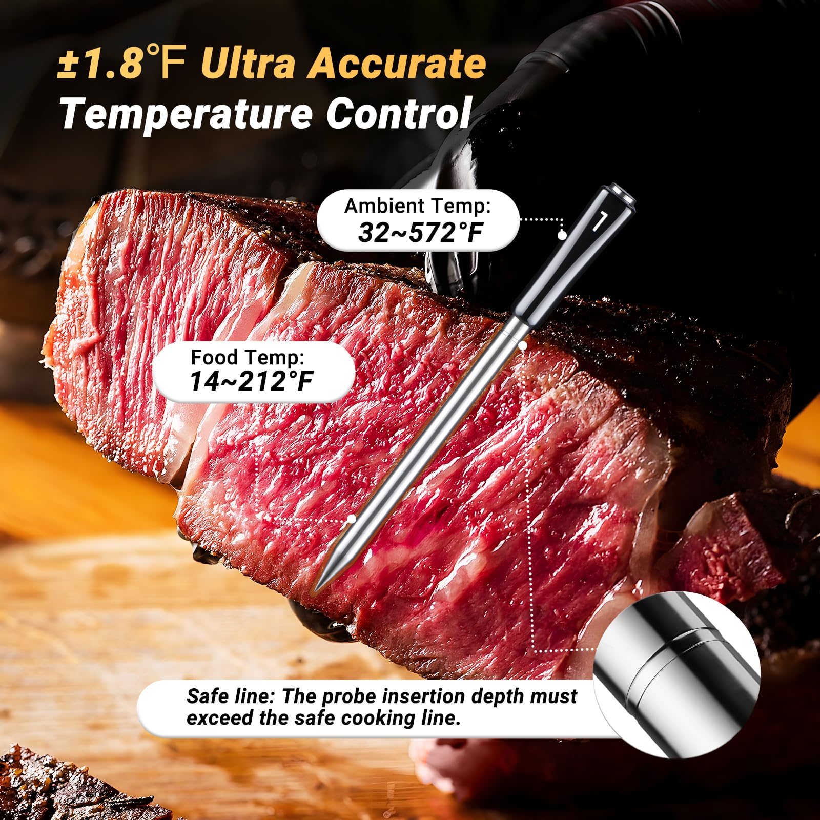 Foto 5 pulgar | Termómetro Inalámbrico Para Carne Inkbird Wifi Bluetooth Con 4 Sondas - Venta Internacional.