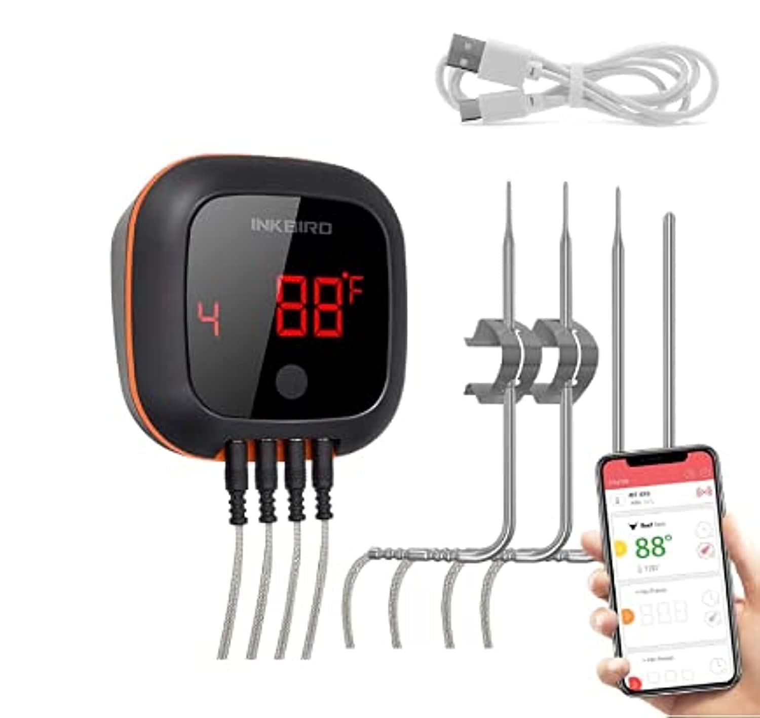 Foto 2 pulgar | Termómetro Digital Inalámbrico Para Carne Bluetooth Inkbird Ibt-4xs - Venta Internacional.