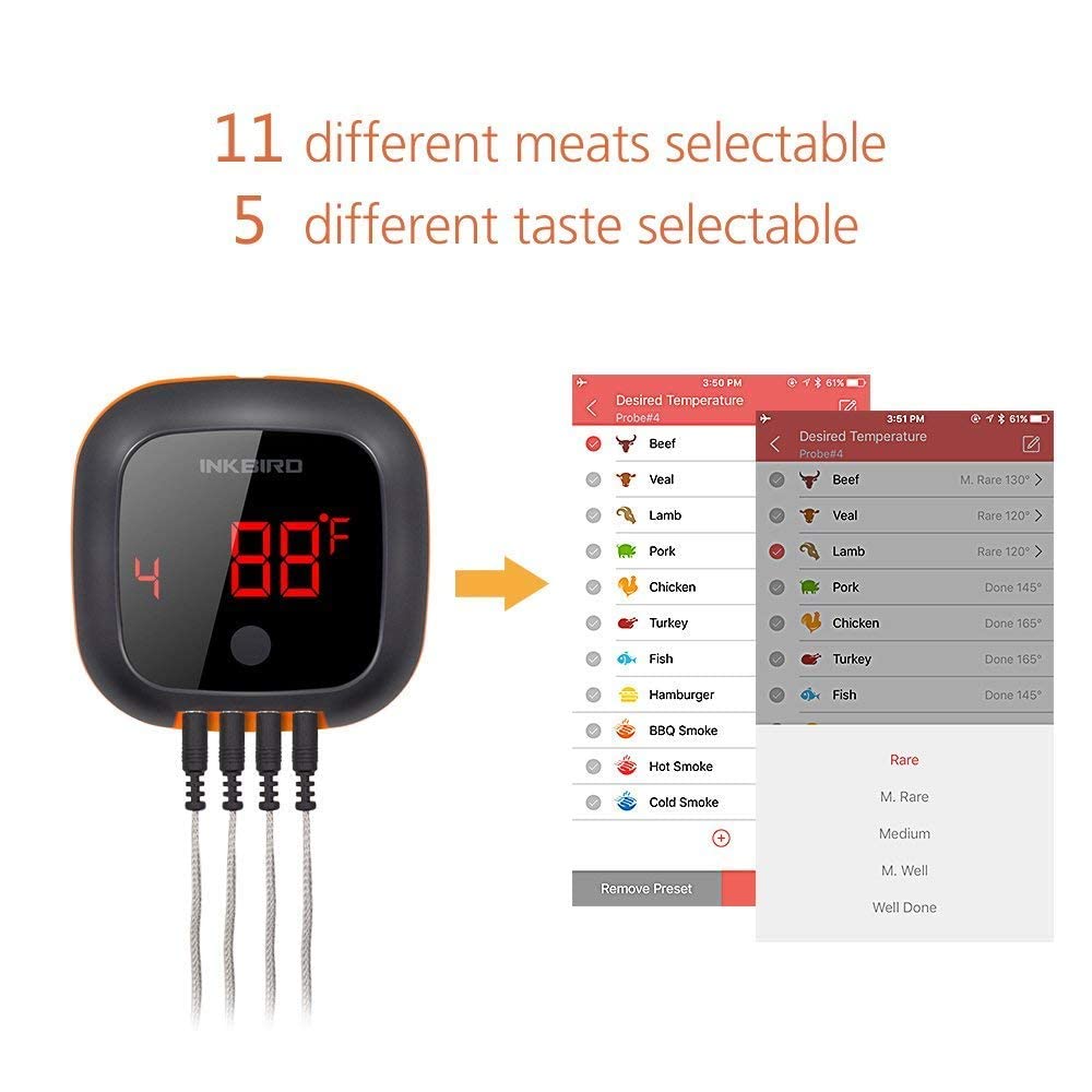Foto 5 pulgar | Termómetro Digital Inalámbrico Para Carne Bluetooth Inkbird Ibt-4xs - Venta Internacional.