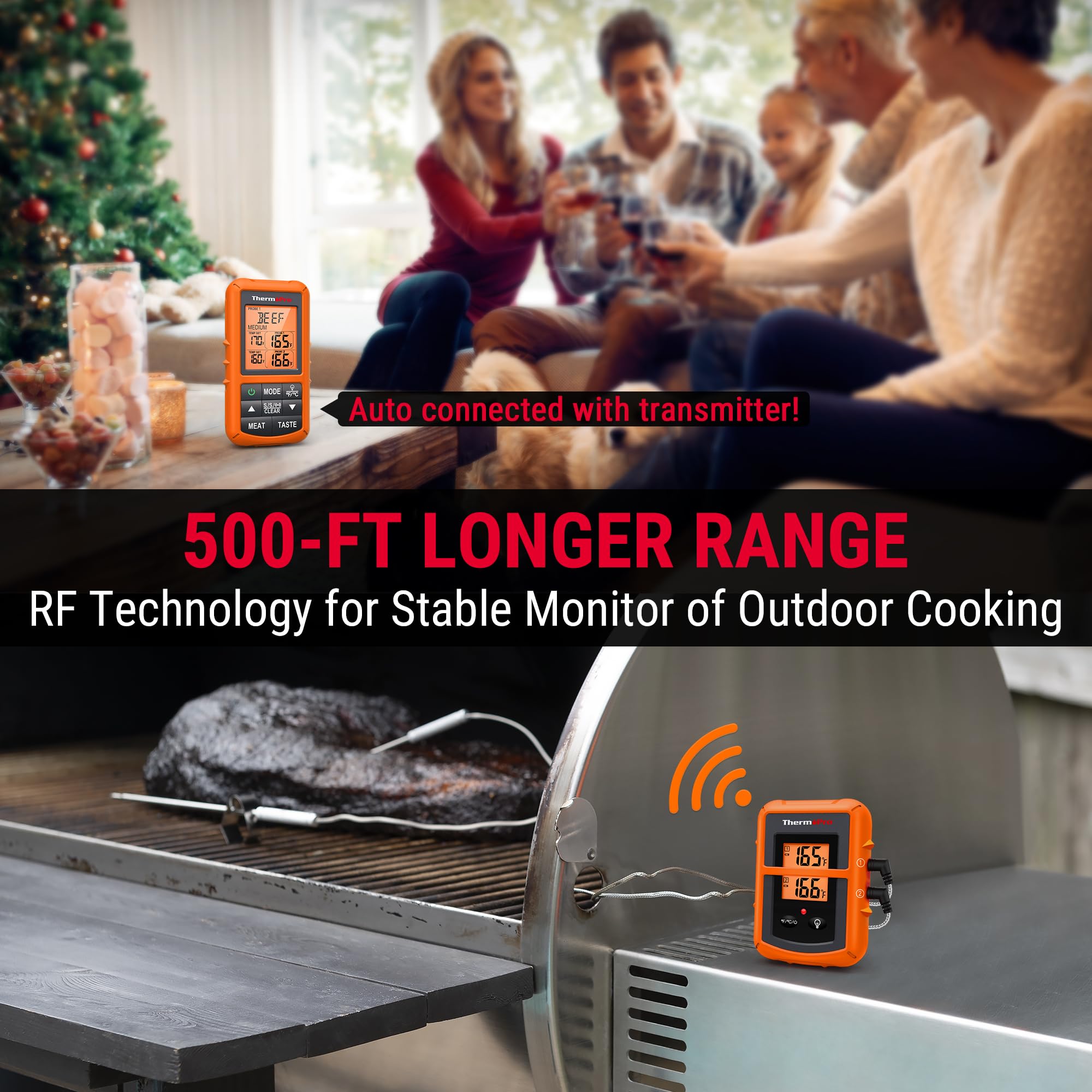 Foto 4 pulgar | Termómetro Inalámbrico Para Carne Thermopro Tp20 Con 2 Sondas De 150 M - Venta Internacional.