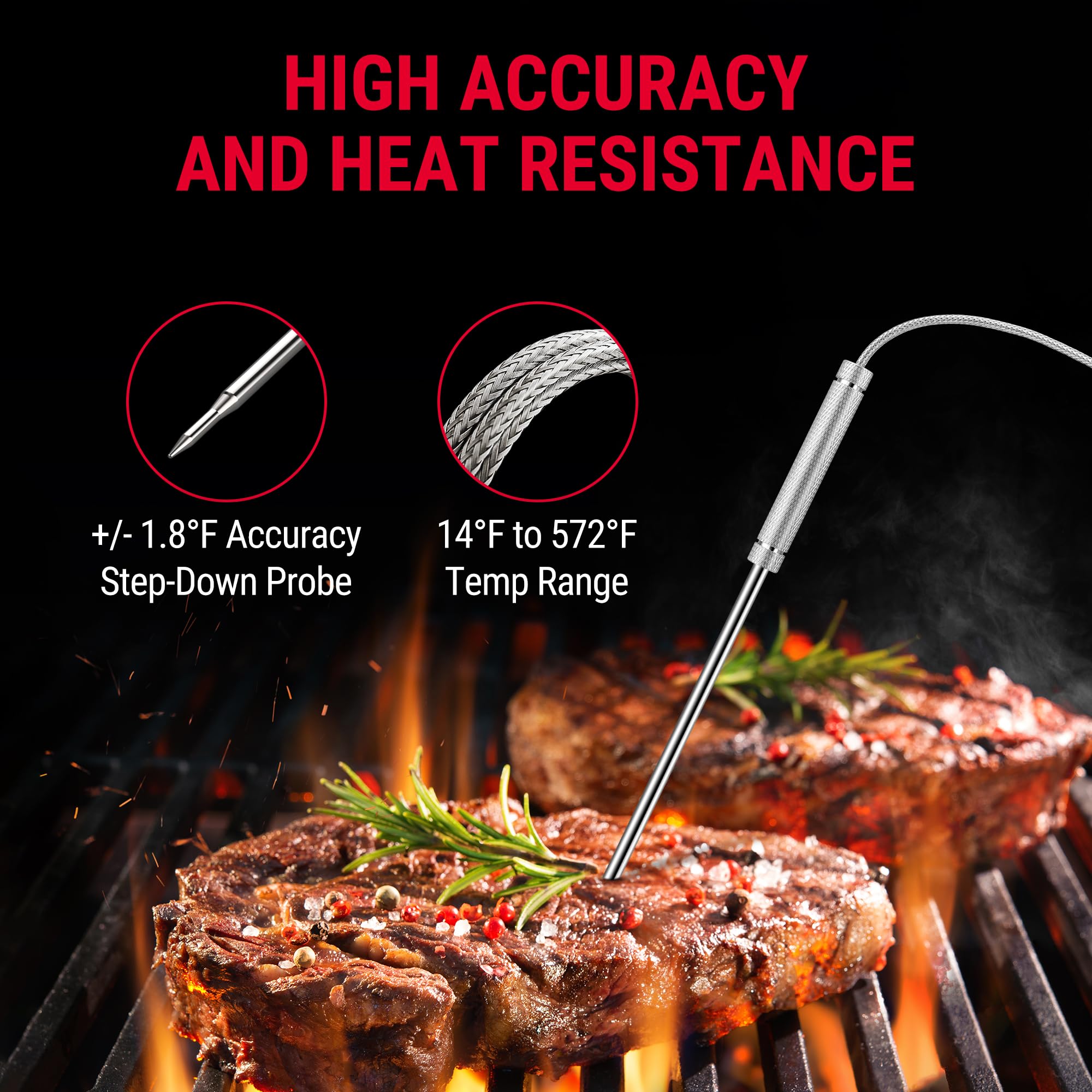 Foto 6 pulgar | Termómetro Inalámbrico Para Carne Thermopro Tp20 Con 2 Sondas De 150 M - Venta Internacional.