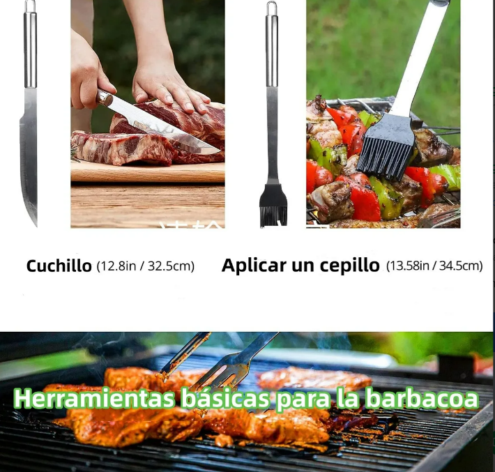 Foto 5 pulgar | Xtellar - Juego Exclusivo De Utensilios De Barbacoa En Acero Inoxidable